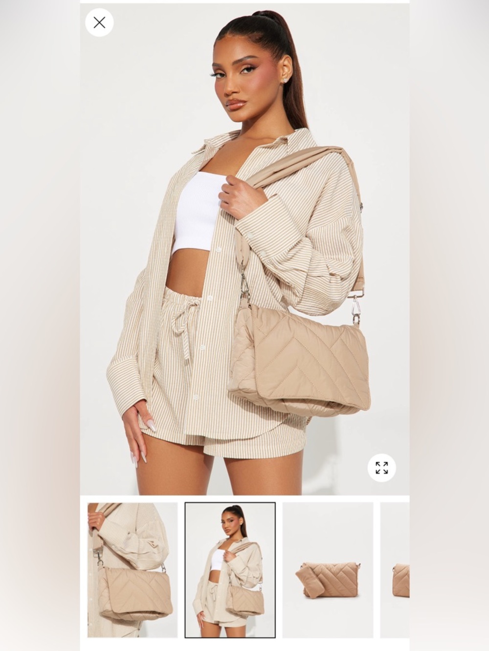 NWOT Nude Quilted Puffer Crossbody Bag